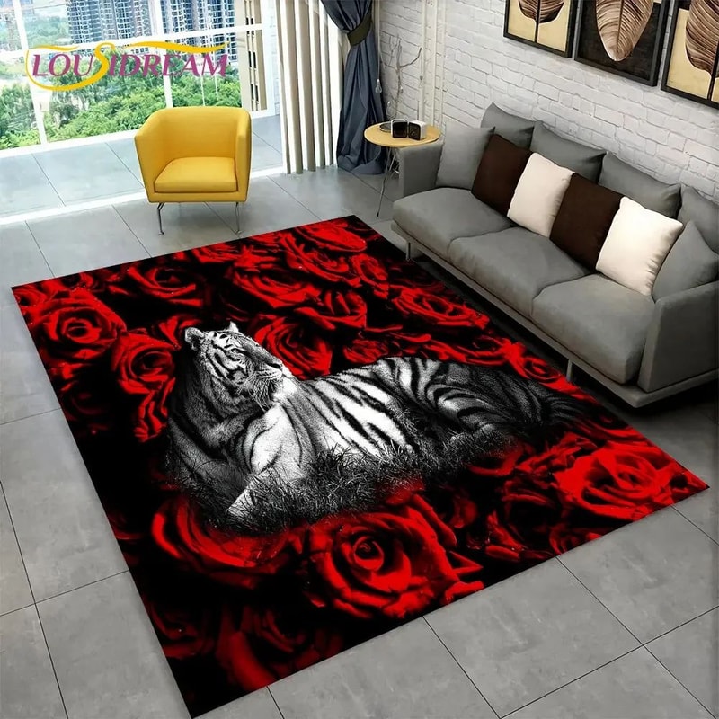 3D Animal Print Area Rug NonSlip Flannel Carpet For Living Room Bedroom Home Decor 22