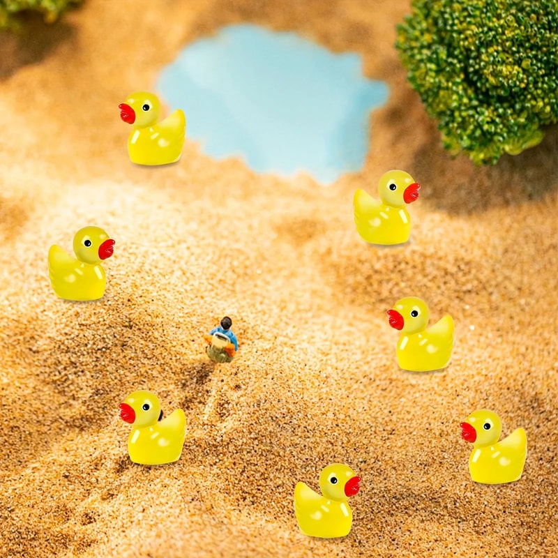 GlowintheDark Yellow Mini Duck Figurines Luminous Resin Ducks For DIY Garden Aquarium Decor 0