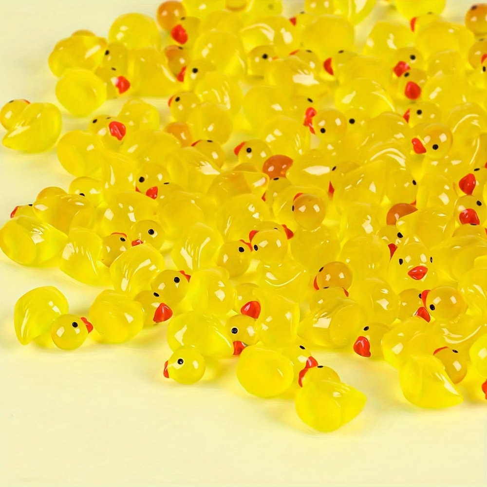 GlowintheDark Yellow Mini Duck Figurines Luminous Resin Ducks For DIY Garden Aquarium Decor 5
