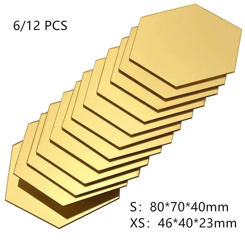 Modern Hexagon Acrylic Mirror Tiles 3D SelfAdhesive Wall Decor For DIY Home Styling 8