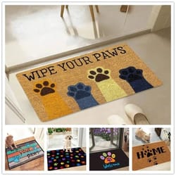 cat paw print doormat – non-slip absorbent flannel rug for entrance, kitchen & home decor