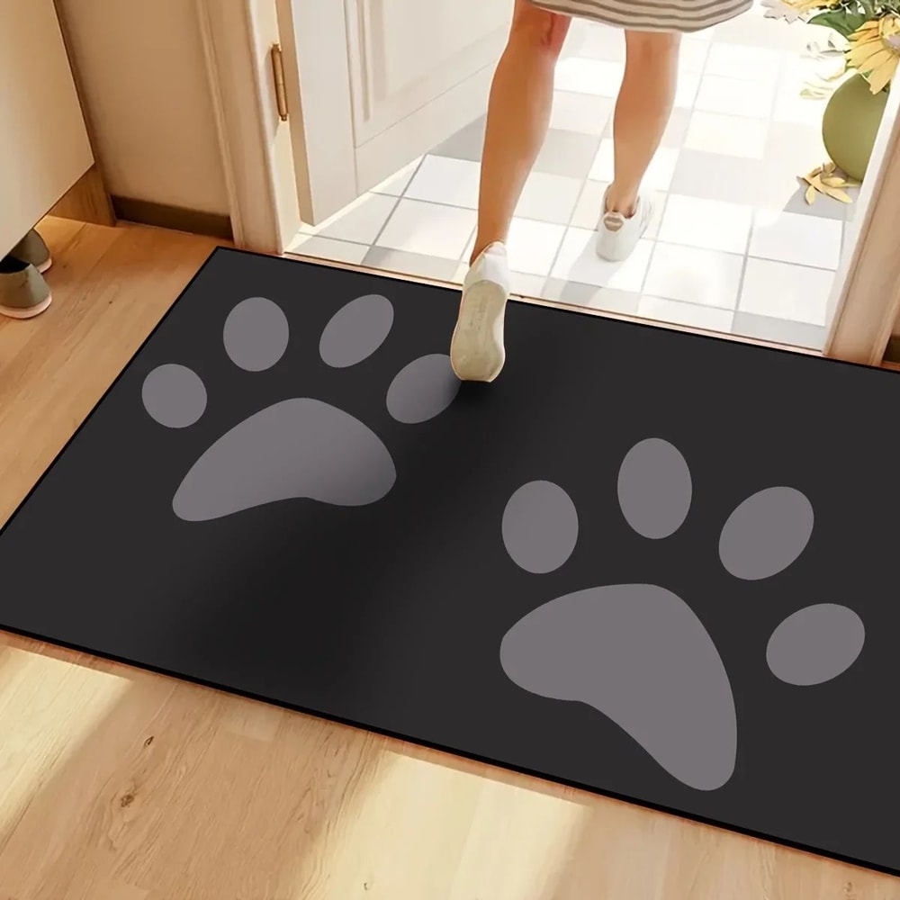 Cat Paw Print Doormat NonSlip Absorbent Flannel Rug For Entrance Kitchen Home Decor 8