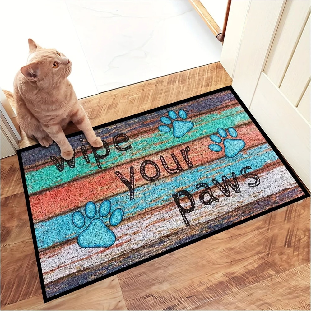 Cat Paw Print Doormat NonSlip Absorbent Flannel Rug For Entrance Kitchen Home Decor 9