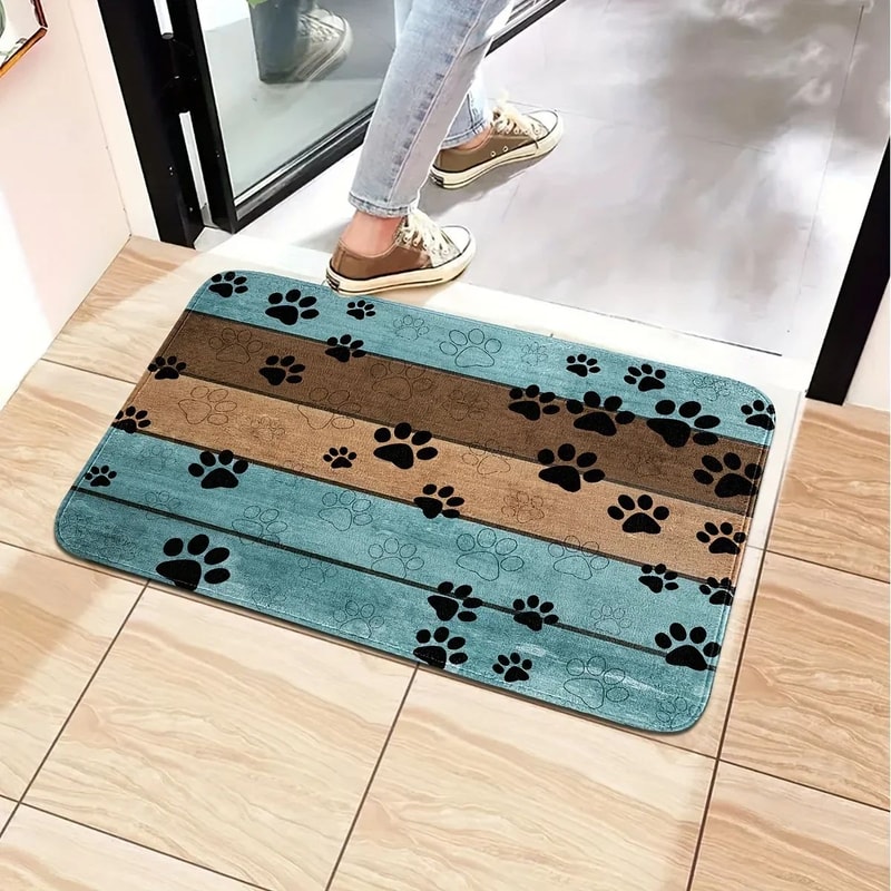 Cat Paw Print Doormat NonSlip Absorbent Flannel Rug For Entrance Kitchen Home Decor 11