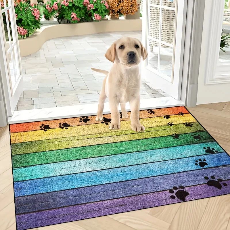 Cat Paw Print Doormat NonSlip Absorbent Flannel Rug For Entrance Kitchen Home Decor 13