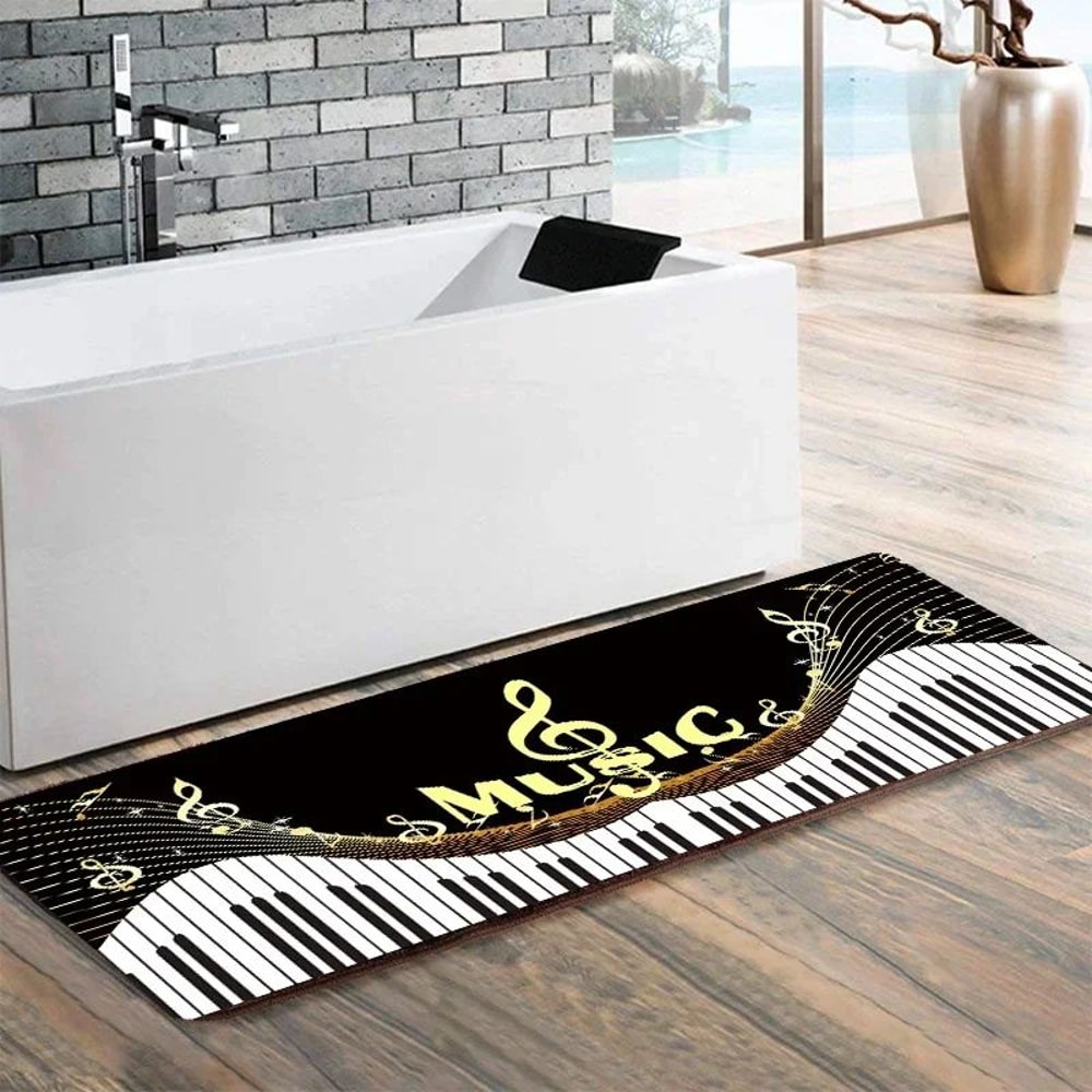 Music Theme Floor Mat NonSlip Polyester Doormat For Kitchen Bathroom Home Entrance 1