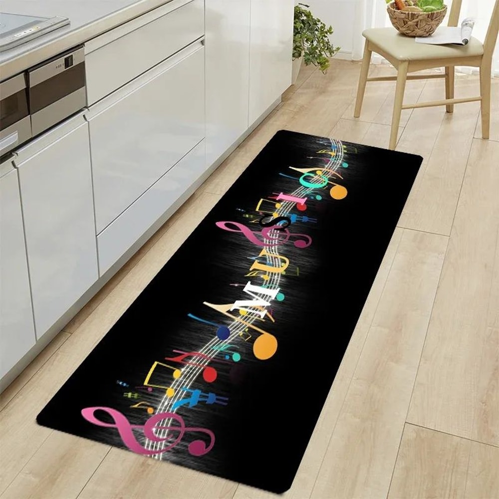Music Theme Floor Mat NonSlip Polyester Doormat For Kitchen Bathroom Home Entrance 4