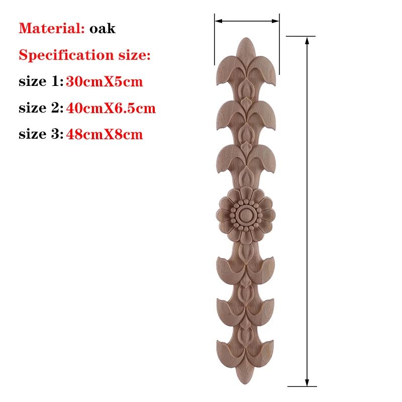HandCarved European Oak Applique Vintage Floral Wood Onlay Decor For Furniture Doors 3
