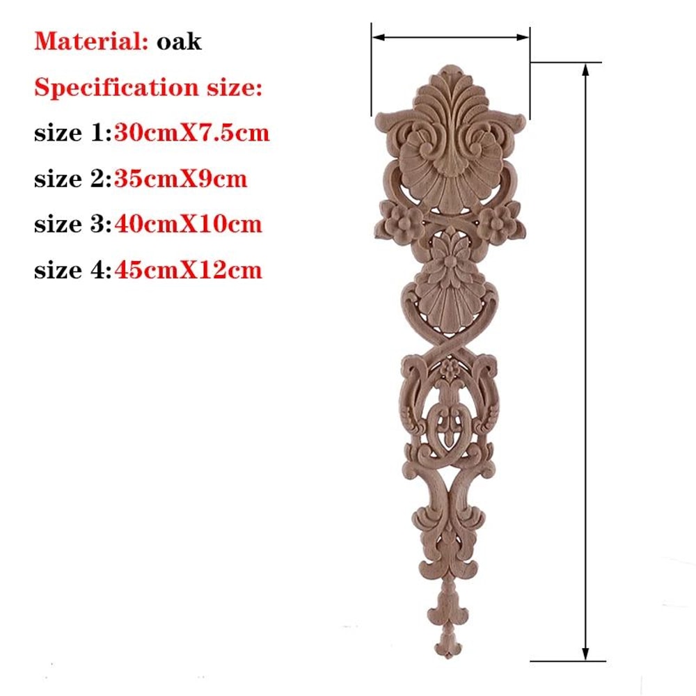 HandCarved European Oak Applique Vintage Floral Wood Onlay Decor For Furniture Doors 4
