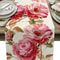 Vintage Tulip Oil Painting Linen Table Runner Farmhouse Floral Dining Decor 0