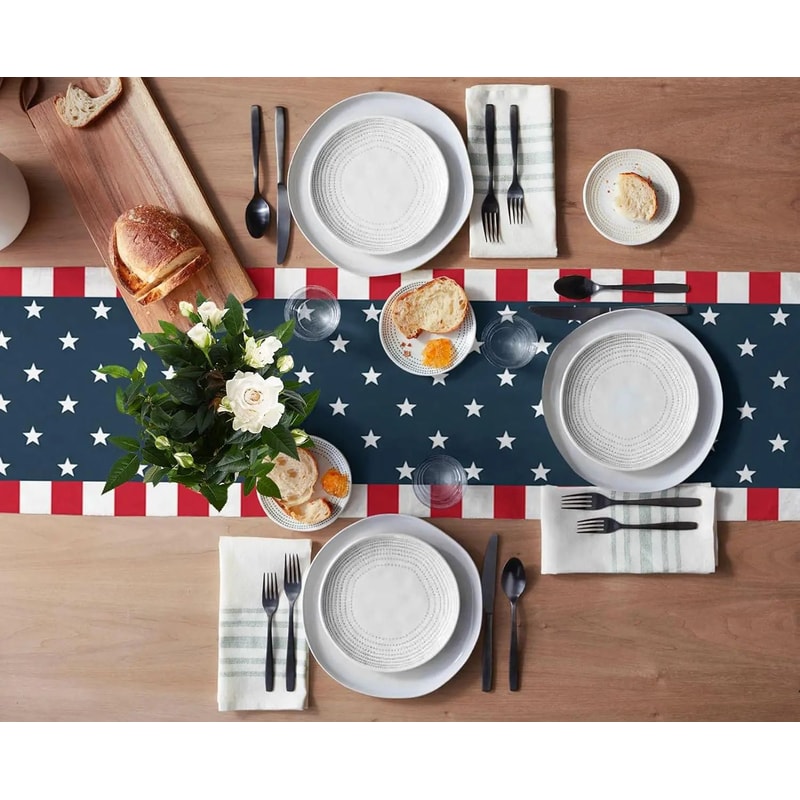 4th Of July Linen Table Runner Independence Day Farmhouse Holiday Dining Decor 2