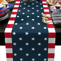 4th of july linen table runner – independence day farmhouse holiday dining decor