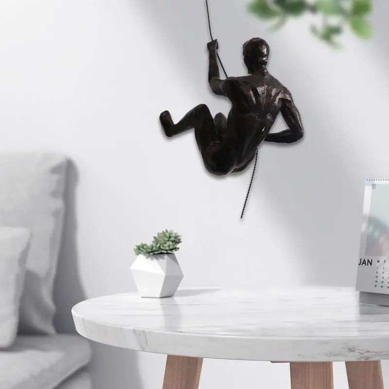 Rock Climbing Man Resin Wall Sculpture 3D Adventure Wall Art Decor 3