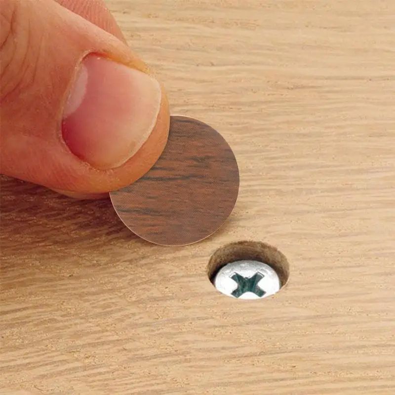 SelfAdhesive Screw Hole Cover Stickers Wood Grain PVC Furniture Repair Dots 1