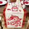 Chinese New Year Dragon Linen Table Runner Spring Festival Dining Decor 0