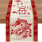 Chinese New Year Dragon Linen Table Runner Spring Festival Dining Decor 5