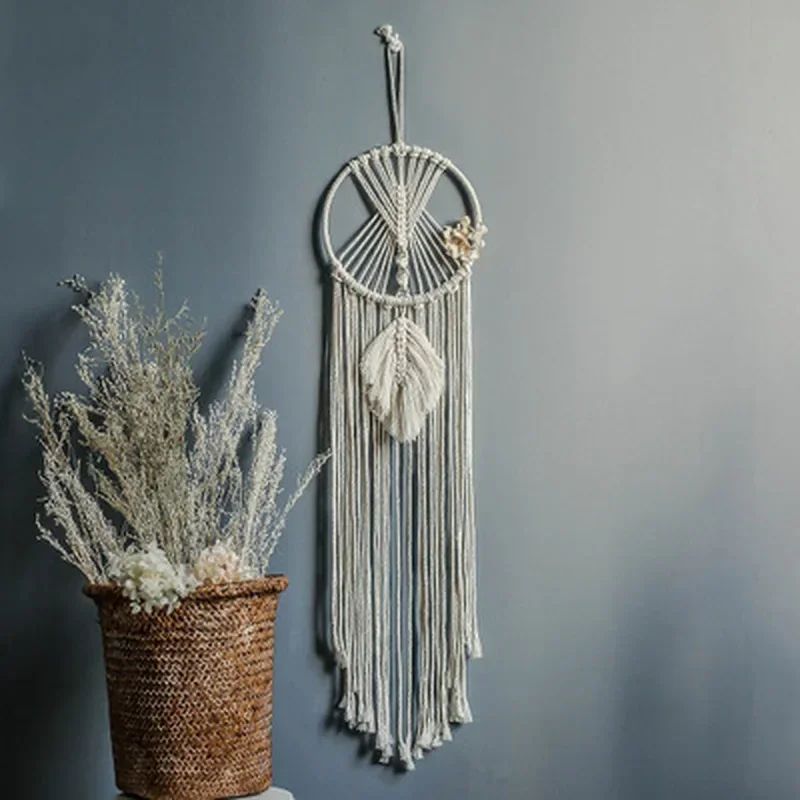 Macrame Dream Catcher Wall Tapestry Boho Nordic Eid Ramadan Decor 0