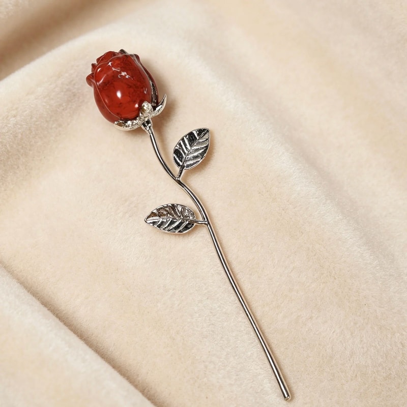 HandCarved Crystal Rose Gemstone Healing Flower Ornament Gift 4