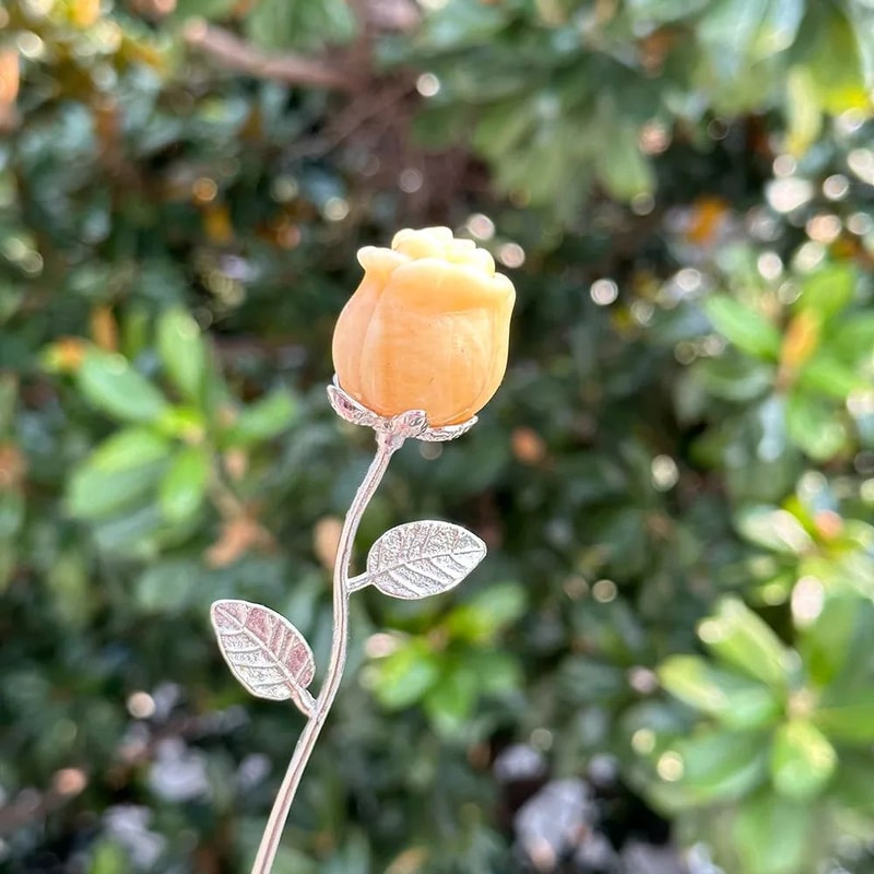 HandCarved Crystal Rose Gemstone Healing Flower Ornament Gift 8
