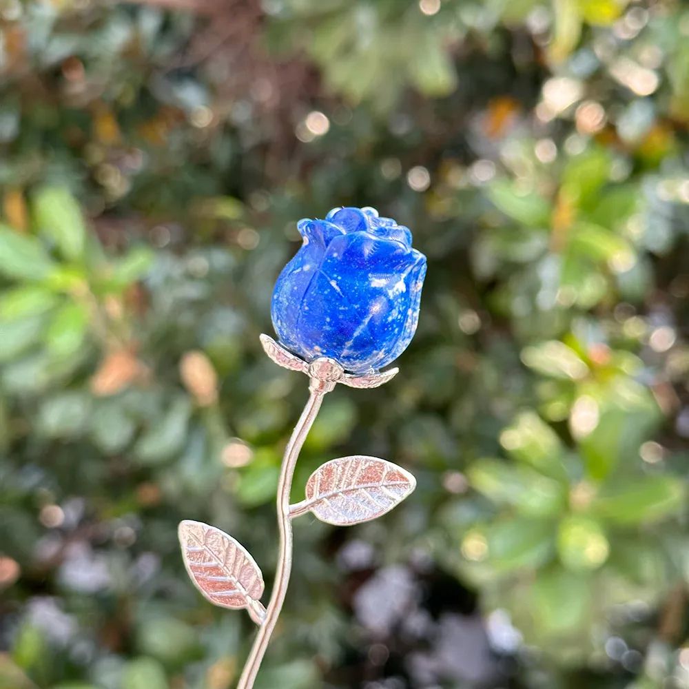 HandCarved Crystal Rose Gemstone Healing Flower Ornament Gift 11