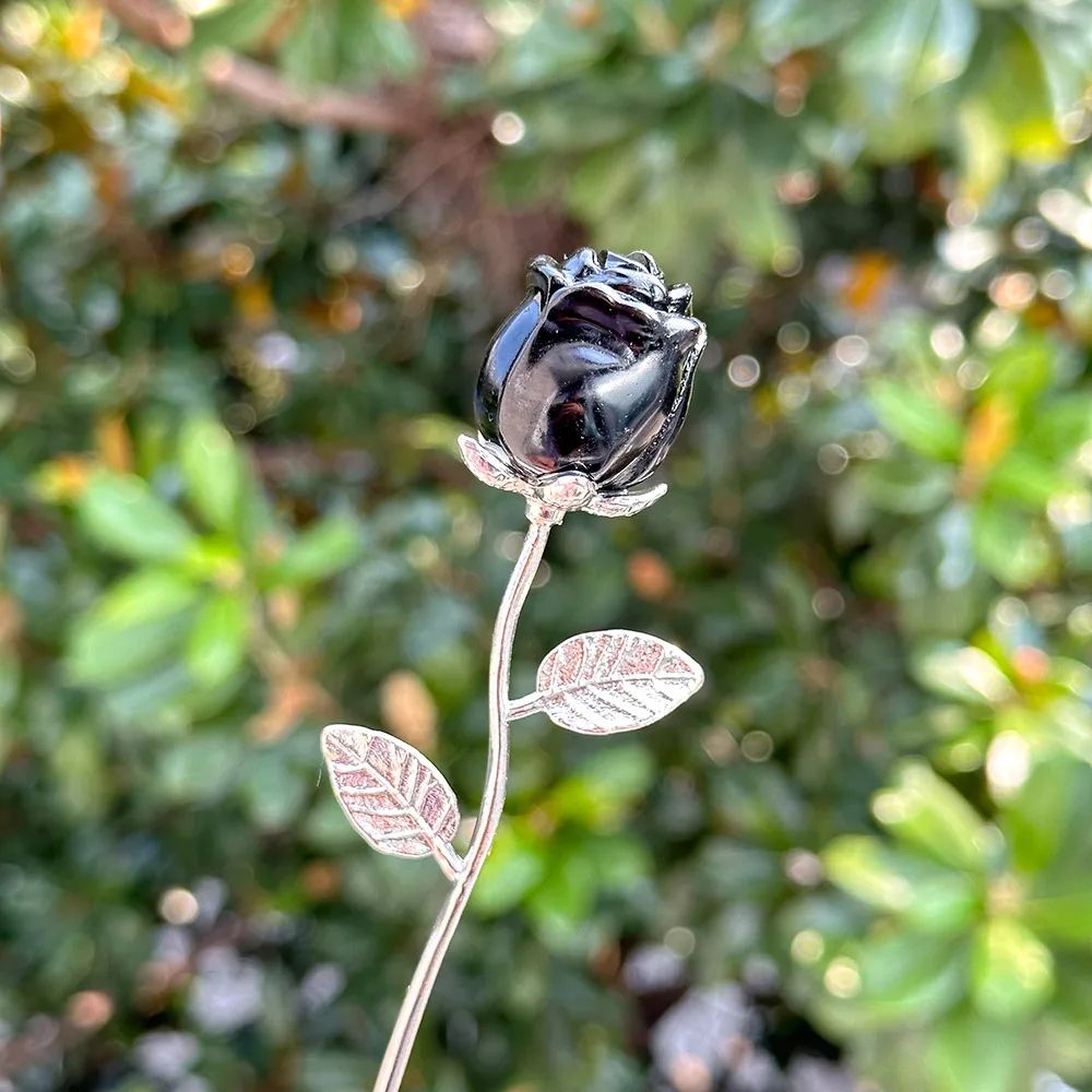 HandCarved Crystal Rose Gemstone Healing Flower Ornament Gift 13