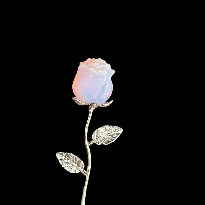 HandCarved Crystal Rose Gemstone Healing Flower Ornament Gift 16