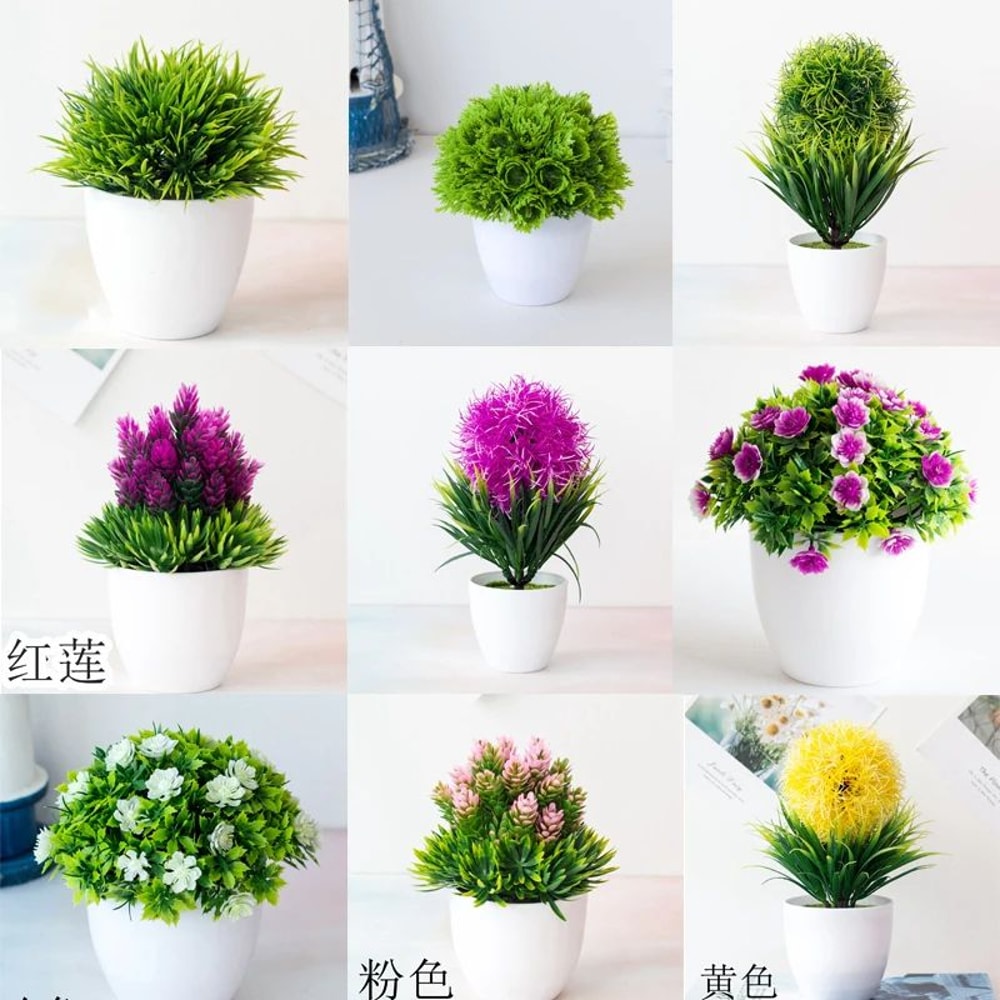 Artificial Green Bonsai Plant Mini Potted Faux Tree Home Decor 0