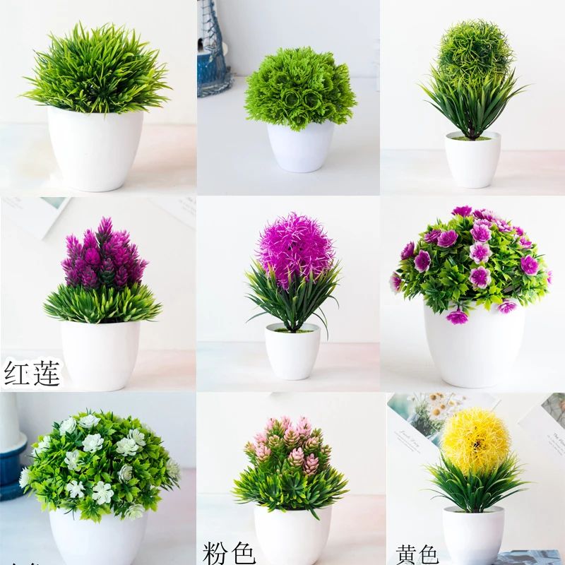 Artificial Green Bonsai Plant Mini Potted Faux Tree Home Decor 0