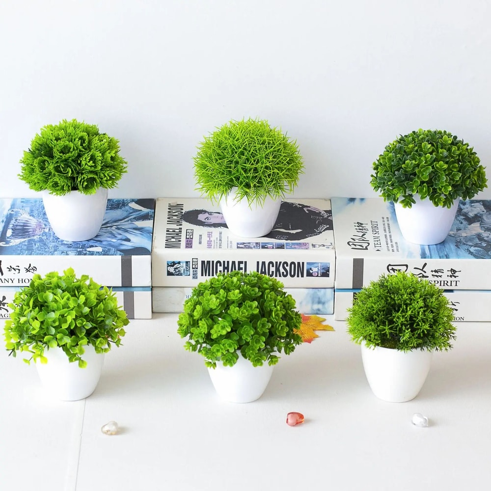 Artificial Green Bonsai Plant Mini Potted Faux Tree Home Decor 1