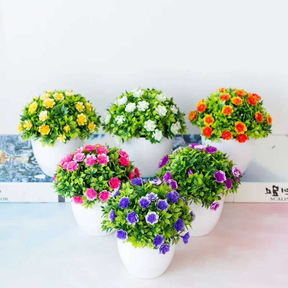 Artificial Green Bonsai Plant Mini Potted Faux Tree Home Decor 2