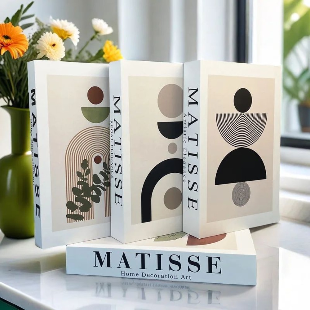 Matisse Decorative Book Storage Box Abstract Coffee Table Faux Book Decor 3