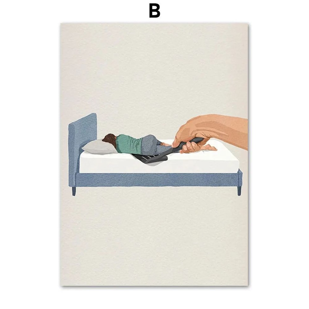 Laundry Girl Canvas Wall Art Nordic Bathroom Poster Print Home Decor 6
