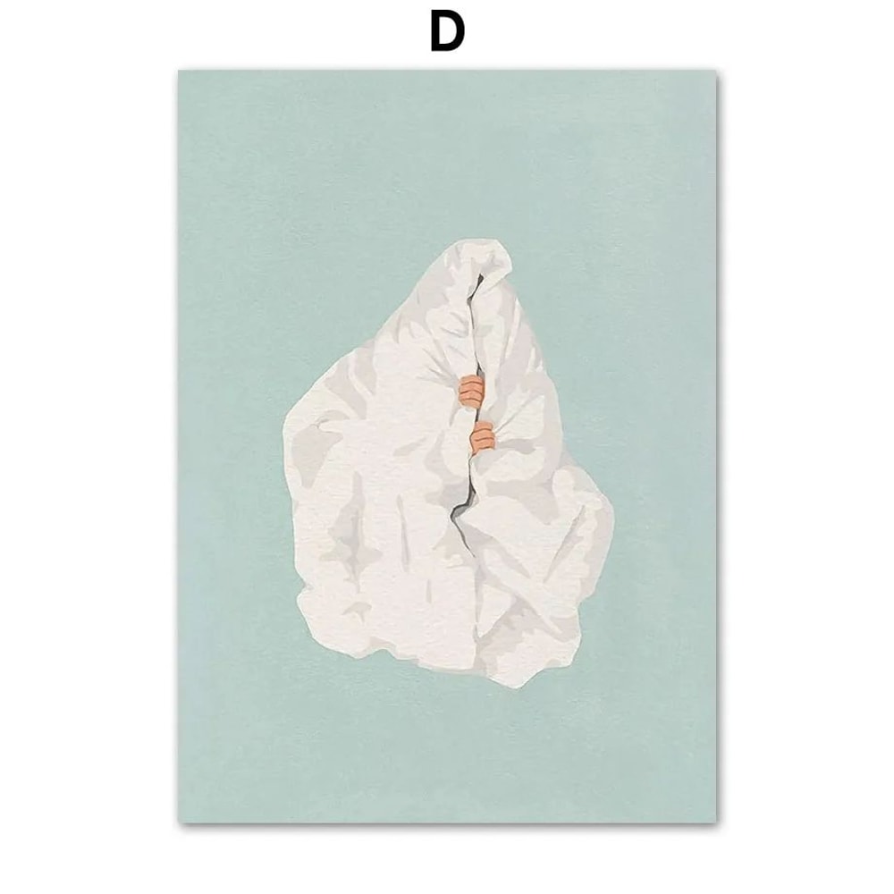 Laundry Girl Canvas Wall Art Nordic Bathroom Poster Print Home Decor 8