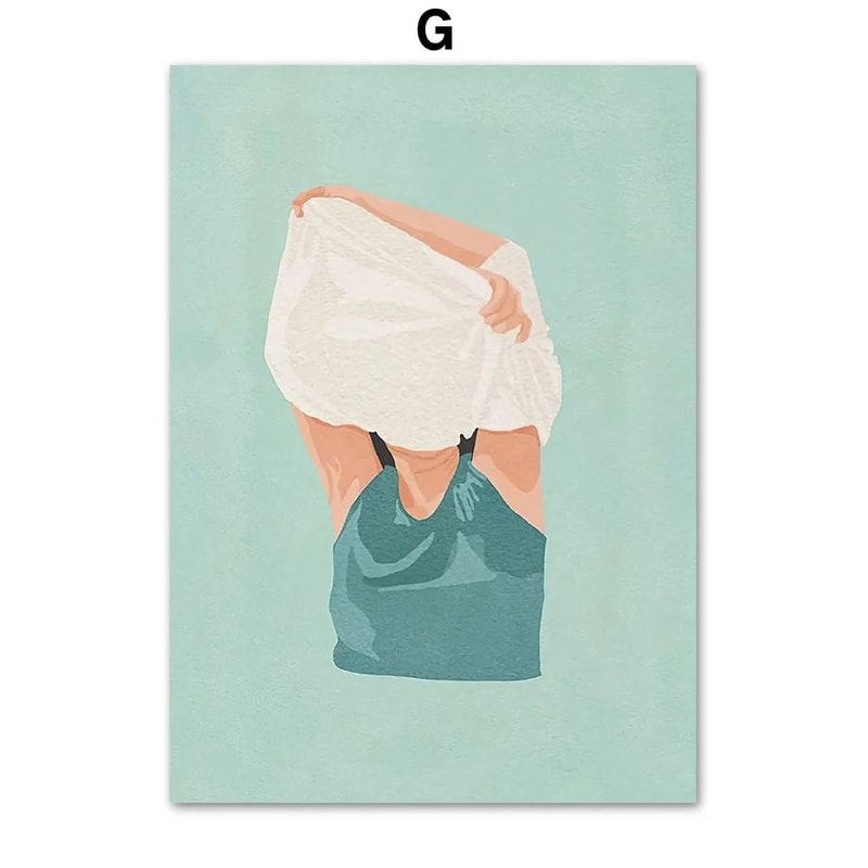 Laundry Girl Canvas Wall Art Nordic Bathroom Poster Print Home Decor 11