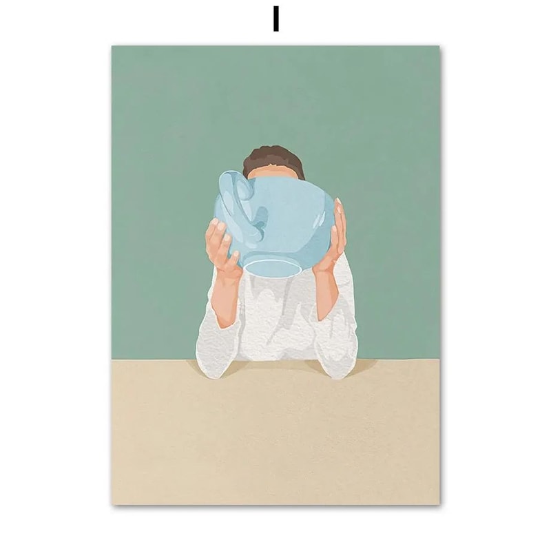 Laundry Girl Canvas Wall Art Nordic Bathroom Poster Print Home Decor 13