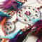 Handmade FiveRing Dream Catcher Wall Hanging Boho Feather Bead Home Decor 5