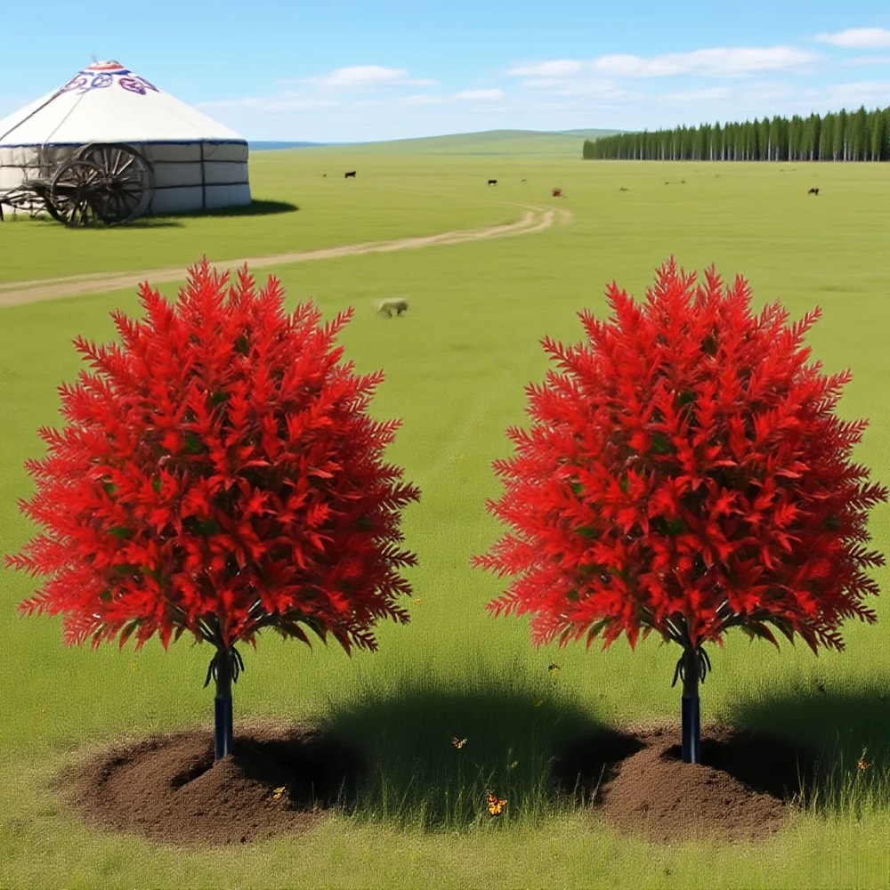 Red Lavender Artificial Stake Plant Outdoor Garden Decor Faux Flower 0