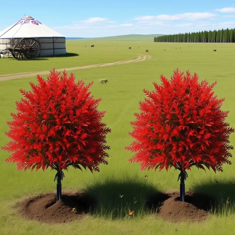 Red Lavender Artificial Stake Plant Outdoor Garden Decor Faux Flower 0