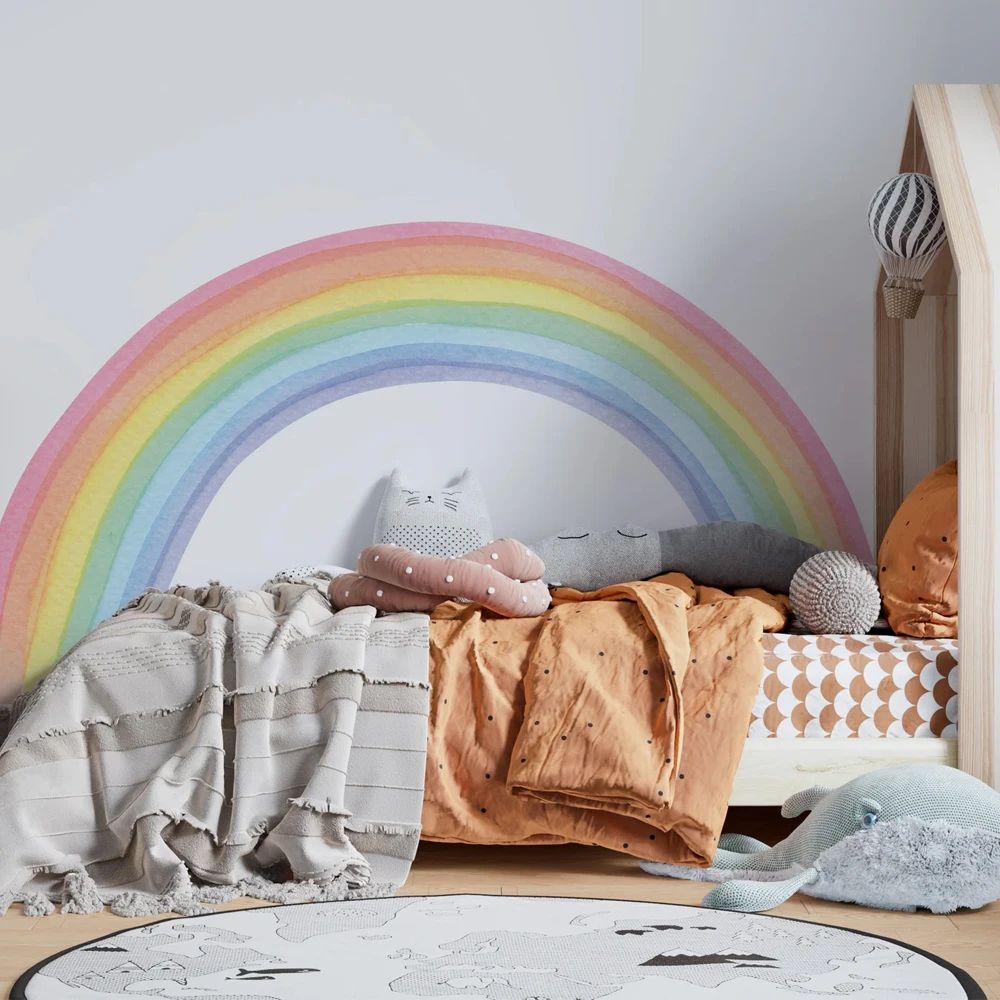 Large Rainbow Wall Decals For Kids Room Pastel Nursery Wall Stickers Mural 0