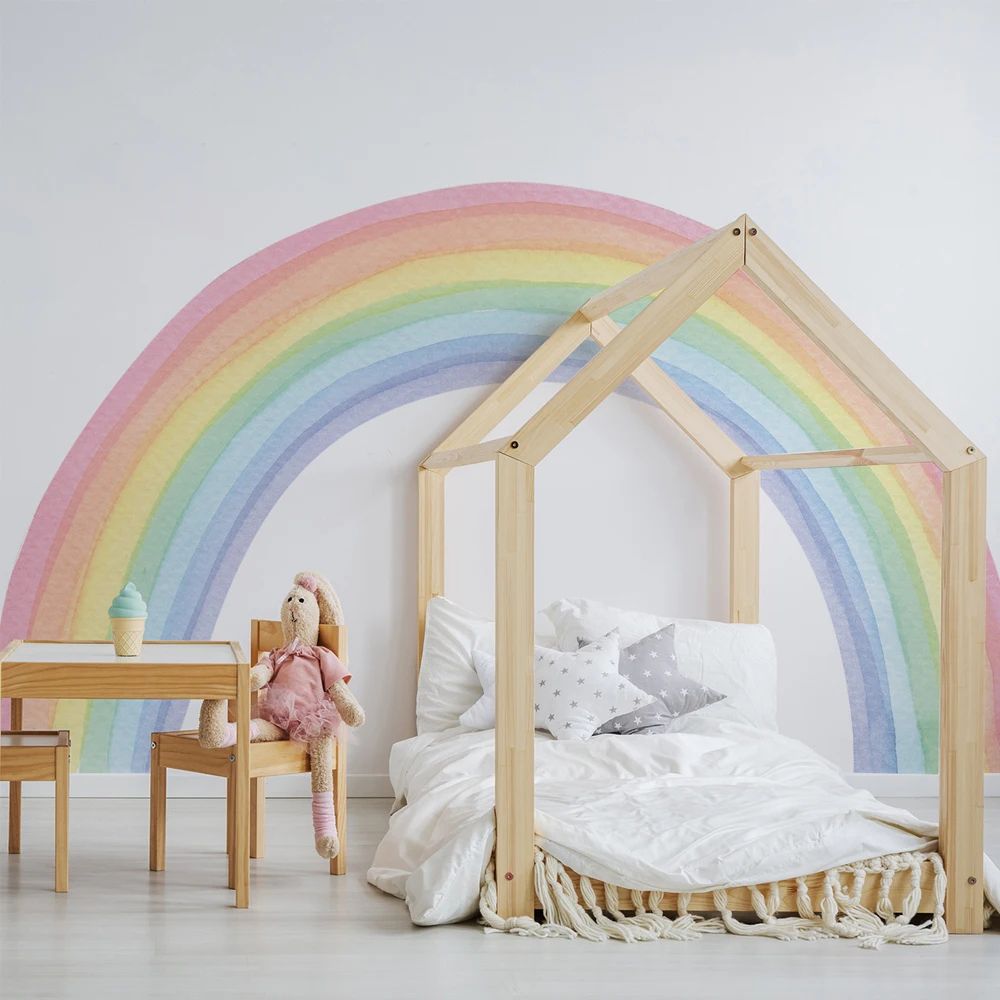 Large Rainbow Wall Decals For Kids Room Pastel Nursery Wall Stickers Mural 1