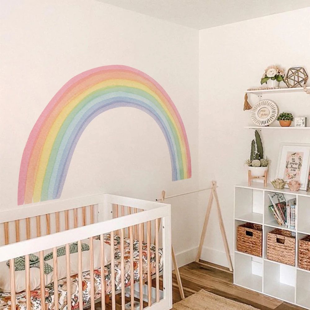 Large Rainbow Wall Decals For Kids Room Pastel Nursery Wall Stickers Mural 2