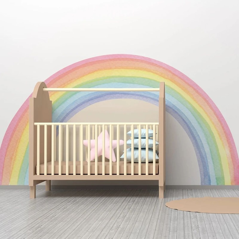 Large Rainbow Wall Decals For Kids Room Pastel Nursery Wall Stickers Mural 5