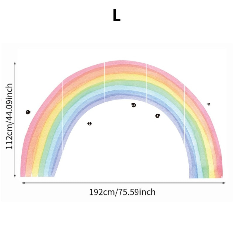 Large Rainbow Wall Decals For Kids Room Pastel Nursery Wall Stickers Mural 6