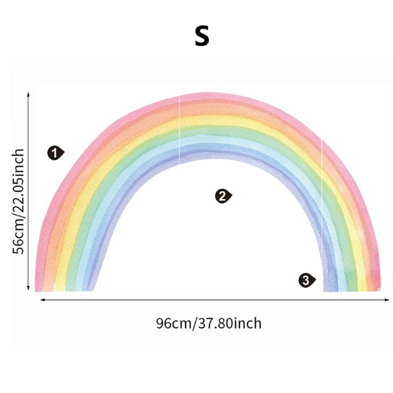 Large Rainbow Wall Decals For Kids Room Pastel Nursery Wall Stickers Mural 8