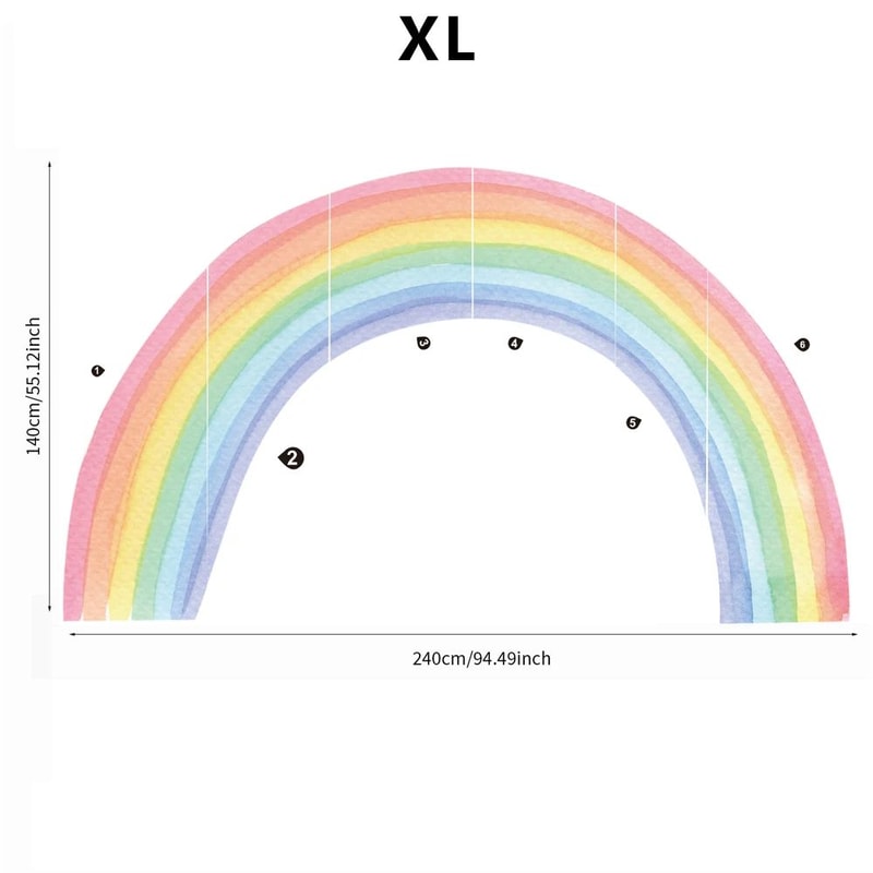 Large Rainbow Wall Decals For Kids Room Pastel Nursery Wall Stickers Mural 9