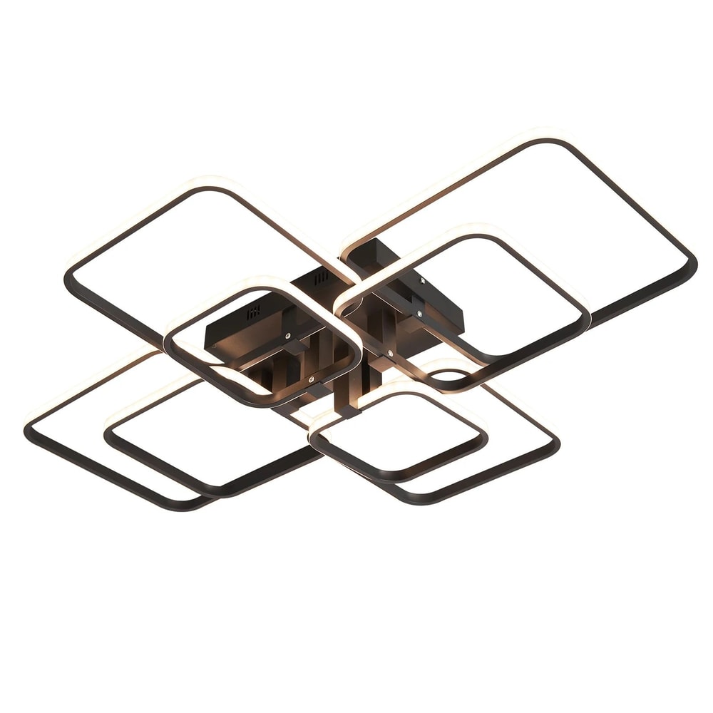Modern Dimmable LED Chandelier Ceiling Light With Remote App Control Black White Acrylic Aluminu 5