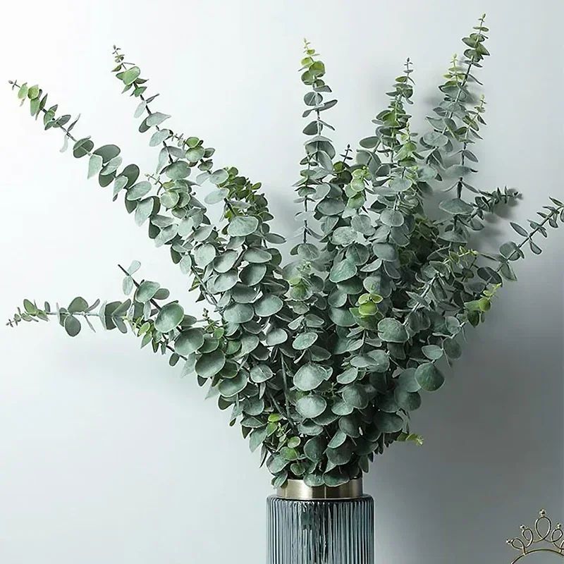 Artificial Eucalyptus Leaf Stems Realistic Silk Greenery Branches For DIY Bouquets Weddings Home