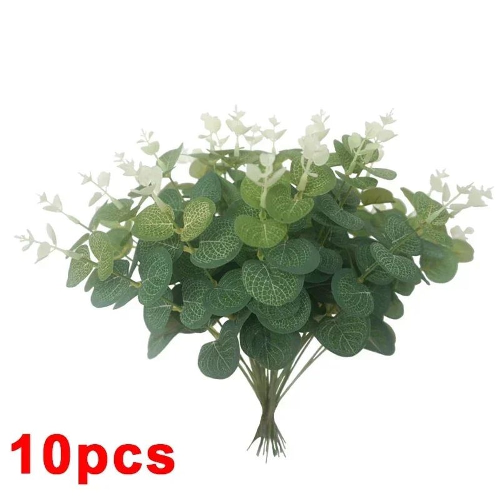 Artificial Eucalyptus Leaf Stems Realistic Silk Greenery Branches For DIY Bouquets Weddings Home
