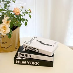 luxury decorative fake book set/3pcs – elegant coffee table display books for modern home decor