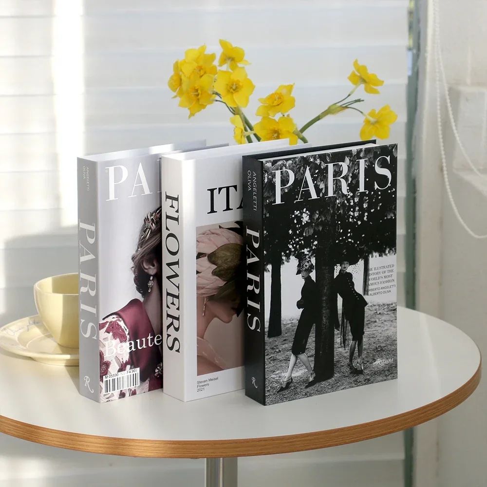 Luxury Decorative Fake Book Set3pcs Elegant Coffee Table Display Books For Modern Home Decor 12